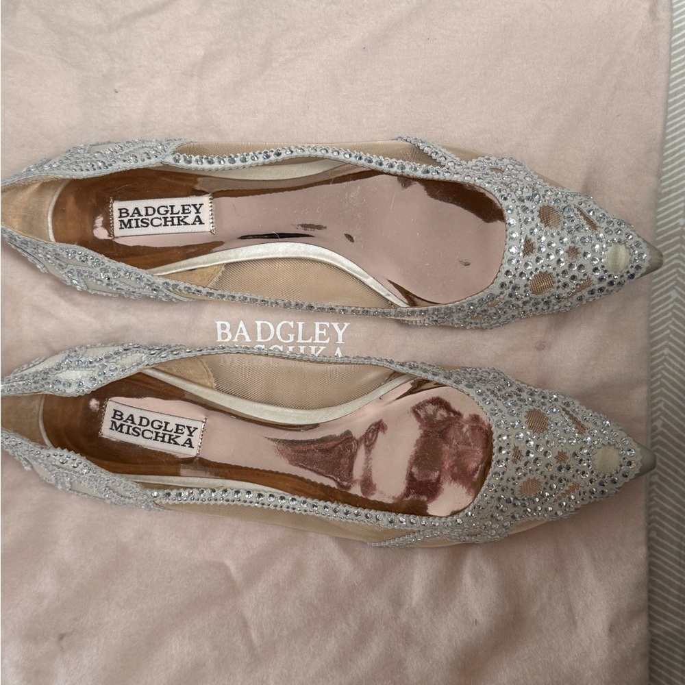 Badgley Mischka Glittering Silver Flats